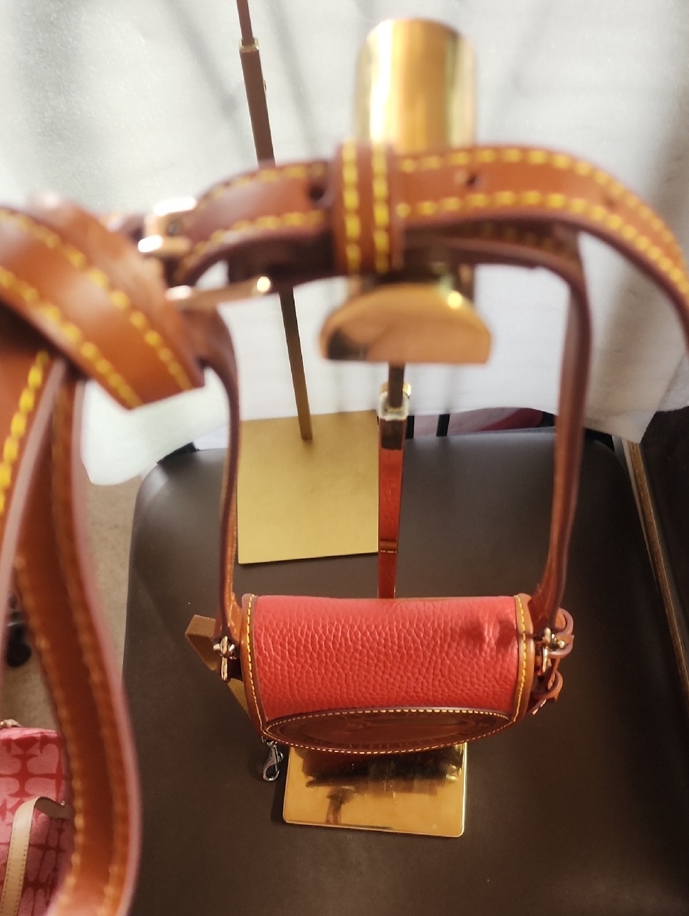 Dooney & Bourke Red Pebbled Leather Crossbody Saddle Bag Like New - Picture 6 of 16